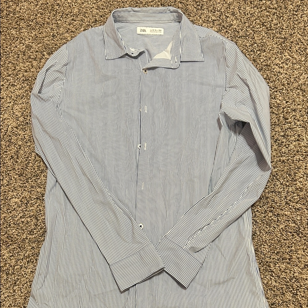 Zara kids Blue Striped Dress Shirt